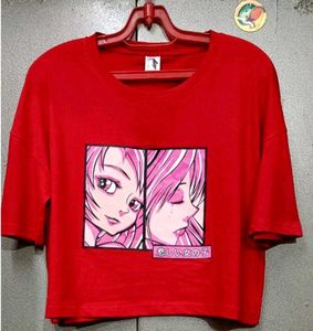 Anime Graphic Print Red Crop Top