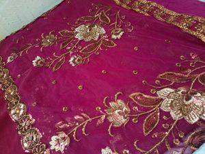 Embroidered Net Saree