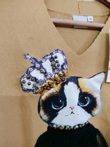 Knit Top w/ Cat Applique