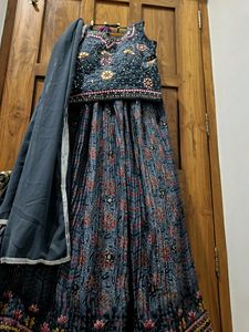 Beautiful Bluish Grey Lehenga  With Earings♥️...Never Used...Prize Not Negotiable.....No Coins