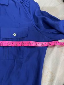 H&amp;M Royal Blue Pleated Detail Shirt