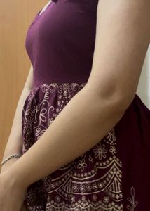 Beautiful Wine Ethnic Top with Tie-up Straps🍷🦋