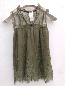 Olive Green Lace Top.