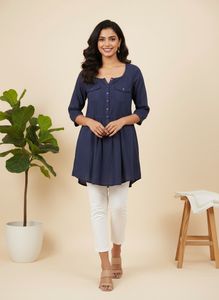 Blue Button-Down Top