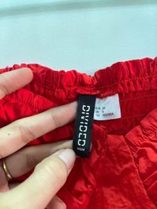 H&amp;M Chic Red Puff Sleeve Crop Top