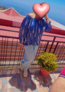 Boho Off-Shoulder Blue Printed Top