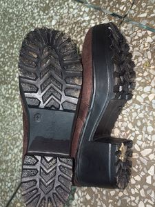 Brown Lace-Up Ankle Boots with Buckle