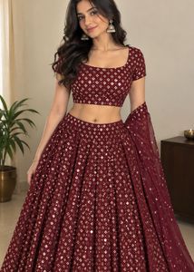 Maroon Sequin Lahenga Choli