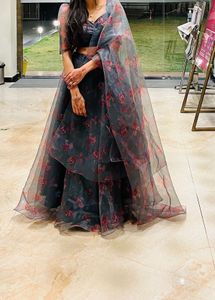 Floral Print Organza Lehenga Choli Set