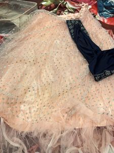 Embellished Velvet Lehenga Choli💙🩷