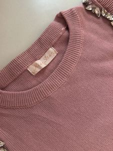 Pink Blouse with Embellished Shoulders