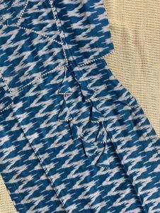 Blue Ikat Kurta Set with Tassels