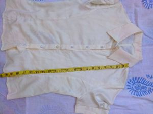 white Collared Short Sleeve Top
