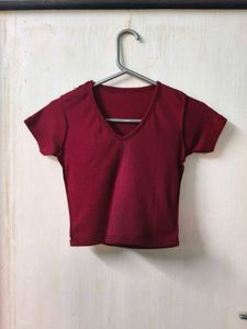 Maroon V-Neck T-Shirt