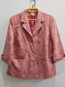 Salmon color Floral Print Blazer