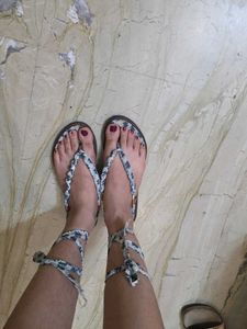🌿 Printed Tie-Up Flats |UK 6|Boho Cotton Sandals