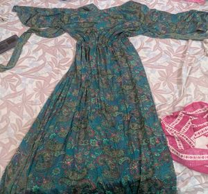 Bohemian Print Tie-Front Maxi Dress