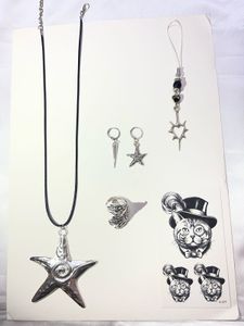 Gothic Star & Cat Charm Jewelry Set