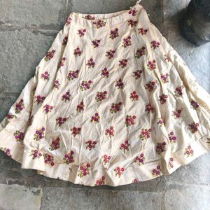 Embroidered Cream Ethnic Skirt