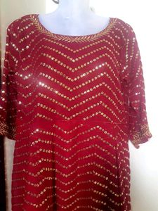 Discount Sale - Elegant Maroon Sequin Embellished