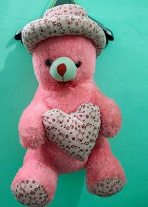 Cute Pink Teddy Bear with Heart