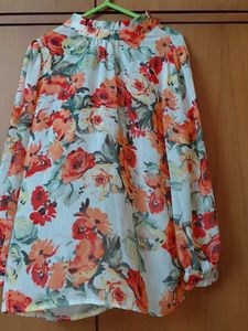 Floral Print High Neck Blouse