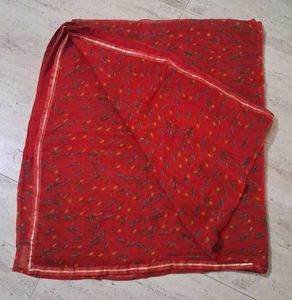 Red Floral Print Saree