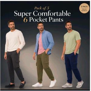 Men's Pack of 3 Comfortable Cargo Pants