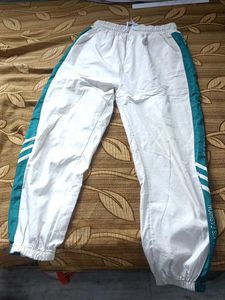 Stylish White &amp; Teal Track Pants