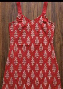 Red Printed Kurta with White Palazzo