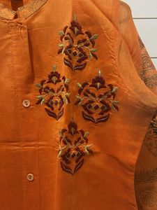 Orange Embroidered Kurta