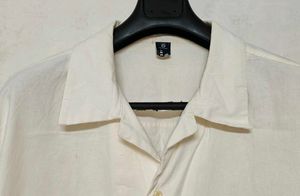 Men's off white oversized Short Sleeve Shirt