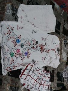 White Kurta Set with Floral Embroidery