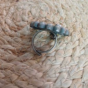 Oxidized Boho Adjustable Peacock Ghungroo ring