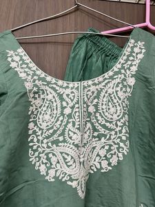 Green Chikankari Kurta Set with Dupatta