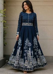 Elegant Navy Blue Ethnic gown