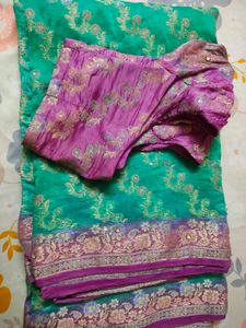 Exquisite Teal &amp; Magenta Silk Saree