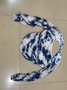 Trendy Tie-Dye Cutout Ruched Top