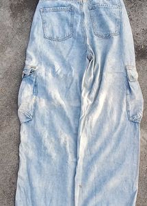 Trendy highly moving Light Wash Cargo Jeans