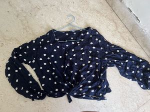 Navy Blue Polka Dot Top