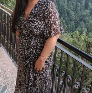 Stylish Printed wrap midi dress L 40 size women