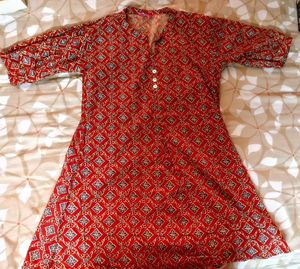 Mandarin Collar Maroon Cotton Tunic