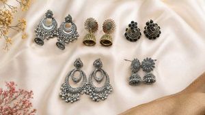 Exquisite Oxidized Jhumka Earrings Set