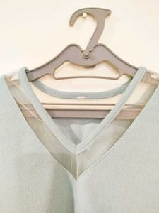 Lovely Powder-Blue Top With Net Detail