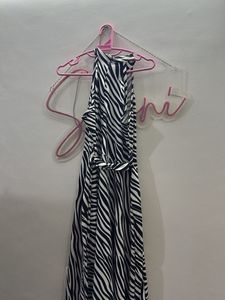 Zebra Print Halter Neck Maxi Dress Brand New