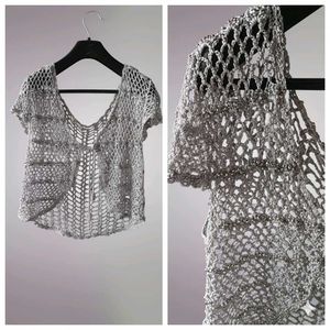 Crocheted V-Neck Top