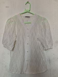 Sheer White Puff Sleeve Top