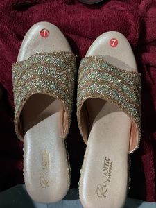 Gold Rhinestone Embellished Party Sandals