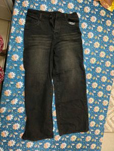 Womens Grey Wide Leg Jeans