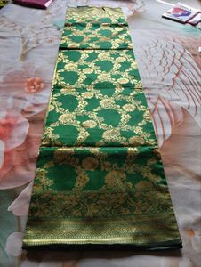 Elegant Green Silk Saree with Gold Weave